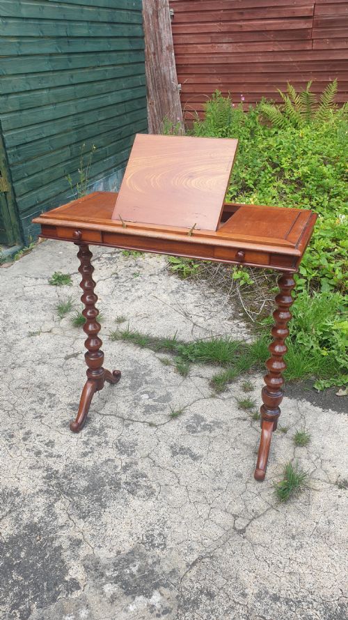 Victorian Mahogany Reading Table with Original Makers Label.