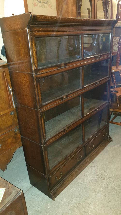 Oak Double Globe Wernicke Style Bookcase
