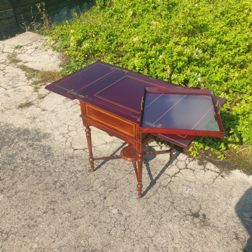 Good Quality Inlaid Mahogany Surprise Drinks Table with Tray.