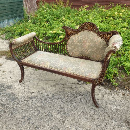 Pretty Edwardian Inlaid Mahogany Window Seat.