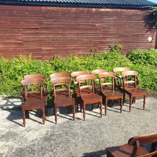 Set of 10 (Close Harlequin) 19th Century Farmhouse Dining Chairs.