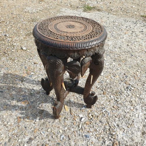 Small Carved Elephant Occasional Table.