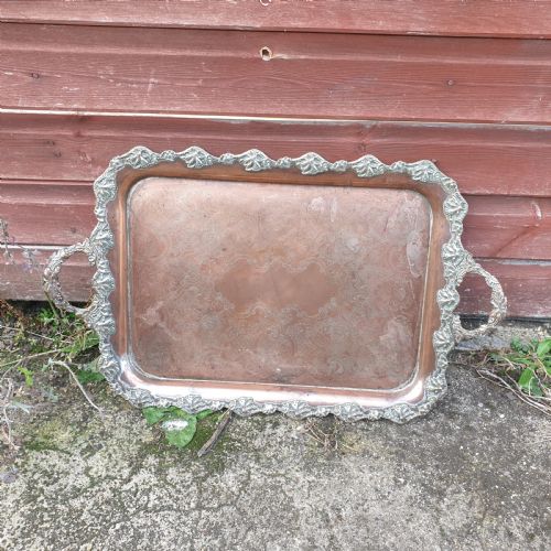 19th Century Copper Silver Plated Tea Tray.