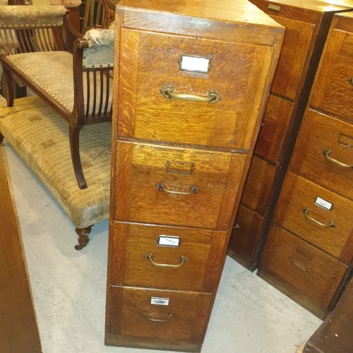 Panelled Oak 4 Drawer Office Cabinet