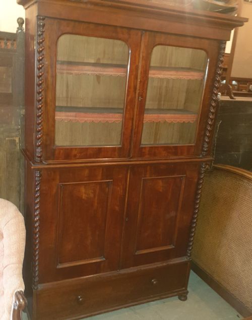 Good Practical 19th Century Mahogany Bookcase Cabinet .