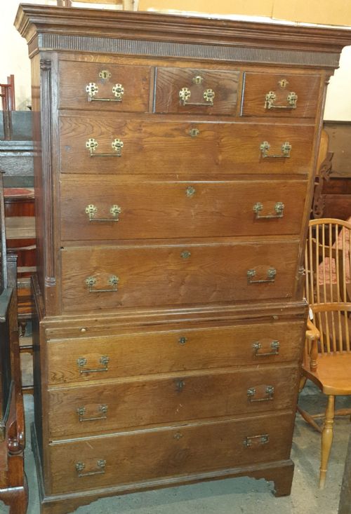 Late Georgian Oak Tallboy Chest.