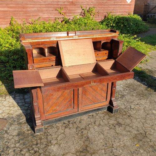 Unusual Victorian Oak Secretaire Writing Desk.