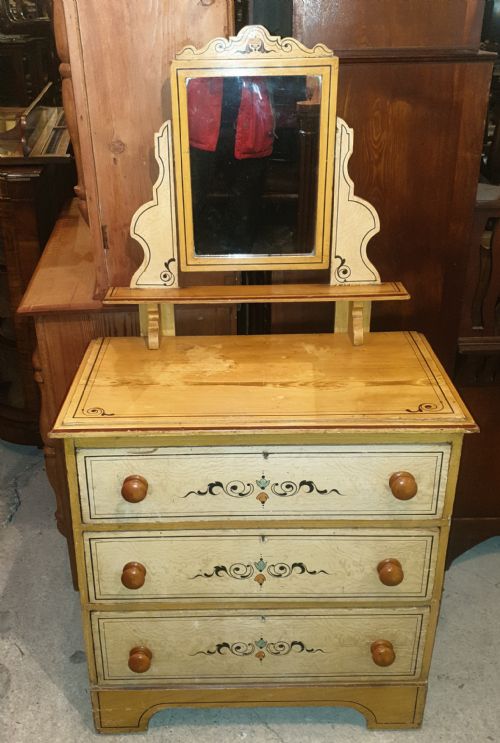 Late Victorian Painted Pine Dressing Chest.