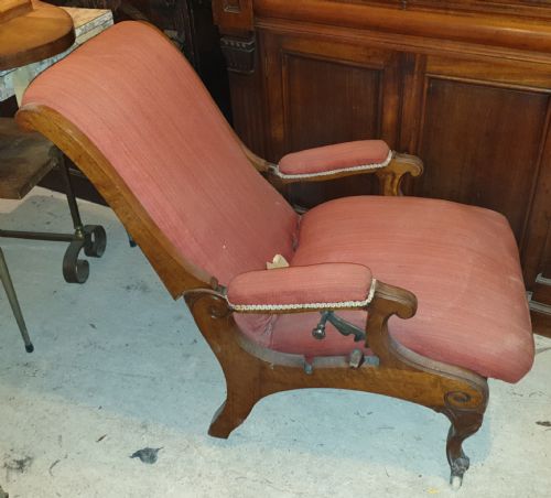 Victorian Ladies Walnut "Patent" Adjustable Reading Armchair