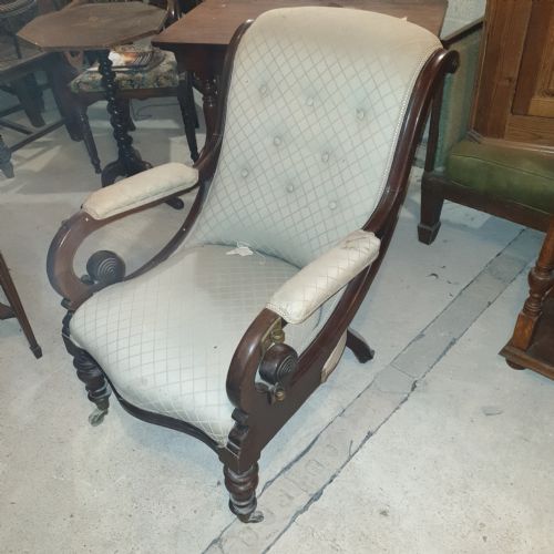 EARLY VICTORIAN MAHOGANY LIBRARY ARMCHAIR - ADDITIONAL PHOTO 5