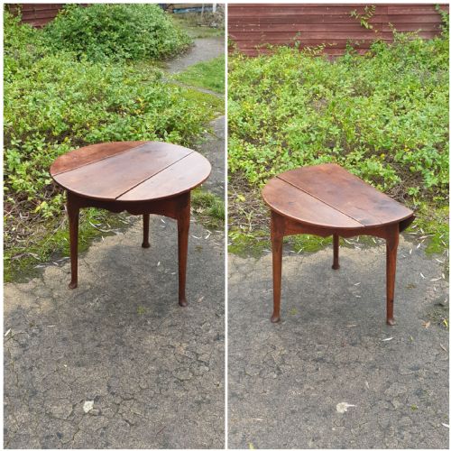 Rare Mid 18th Century Elm Drop Flap Cricket Table.