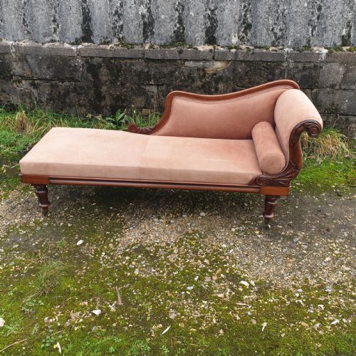 Early Victorian Upholstered Rosewood Chaise Longue.