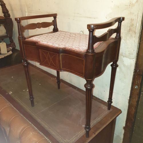 Edwardian Inlaid Mahogany Box Seat Piano Stool.