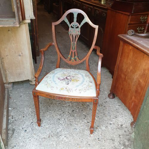 Pretty Painted Satinwood Armchair