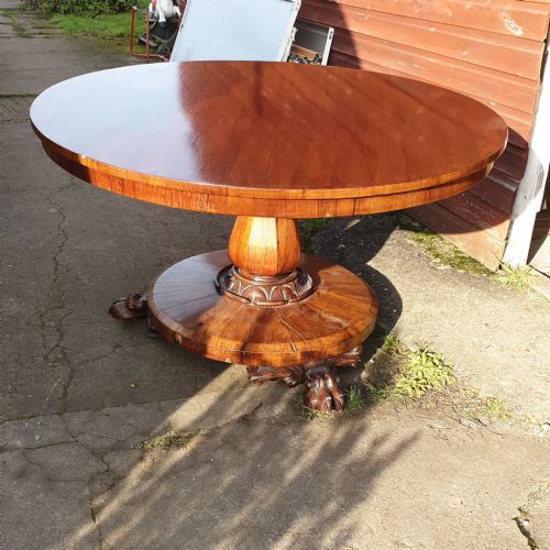 Early Victorian Rosewood Pedestal Tip Top Circular Table.