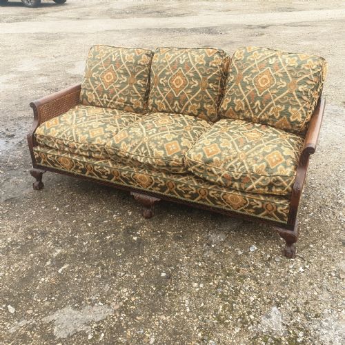 Edwardian Double Caned Bergere Country House Sofa