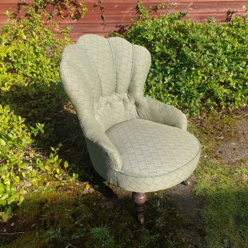 Late Victorian Upholstered Shell Back Bedroom Chair.