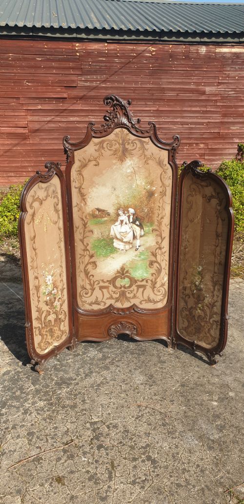 Late 19th Century French Carved 3 Fold Dressing Screen.