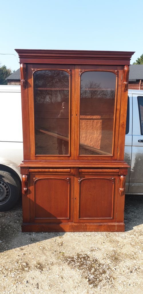Victorian Mahogany 2 Part Library Bookcase.