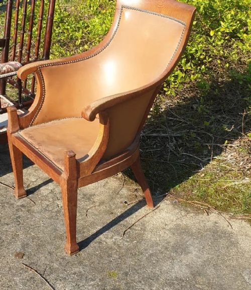 Oak Arts and Crafts Library Desk Armchair.