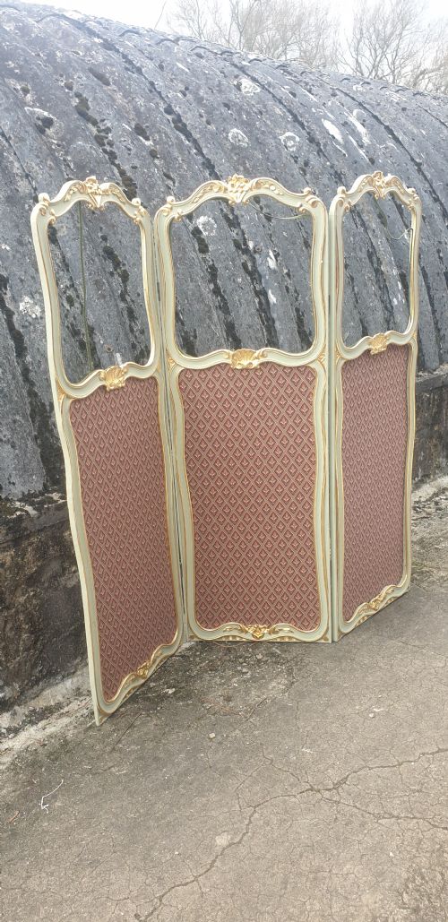 Painted and Gilt 3 Fold Dressing Screen.