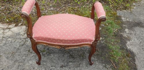 Late 19th Century Carved Walnut Dressing Stool.