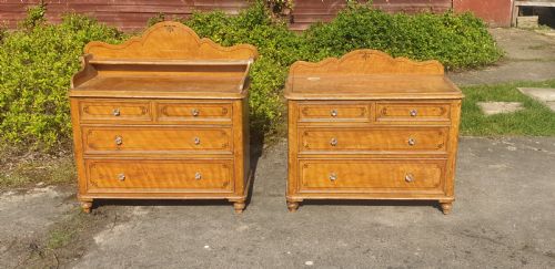 Pair of Victorian Decorated Pine Chests.
