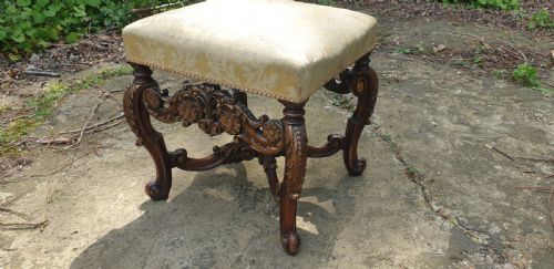Carved Walnut and Gilt Heightened Stool.