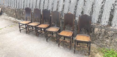 Set of 6 Early 20th Century Dining or Hall Chairs.