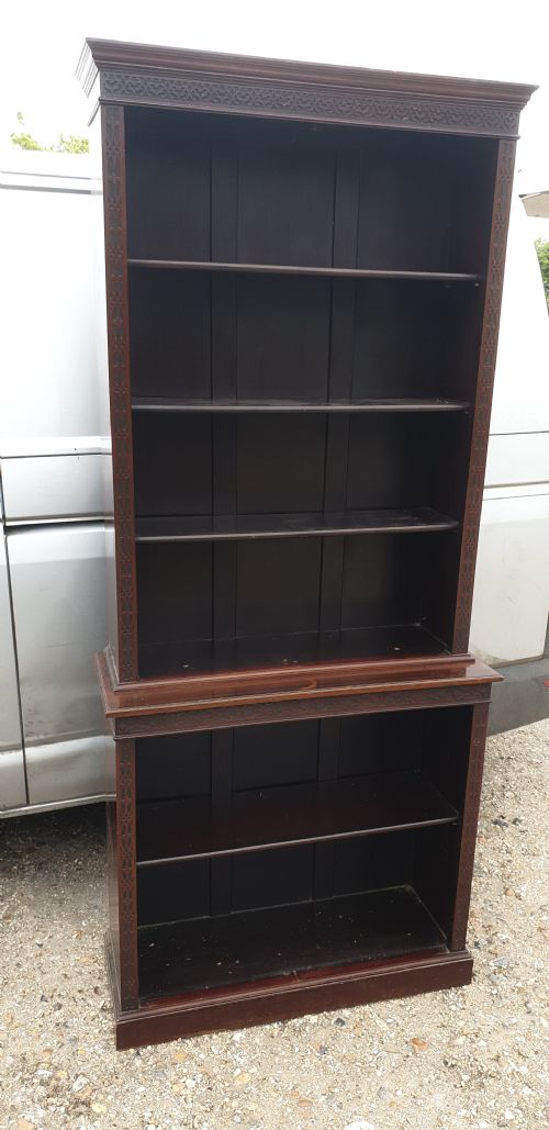 Edwardian Mahogany Open Front Bookcase.