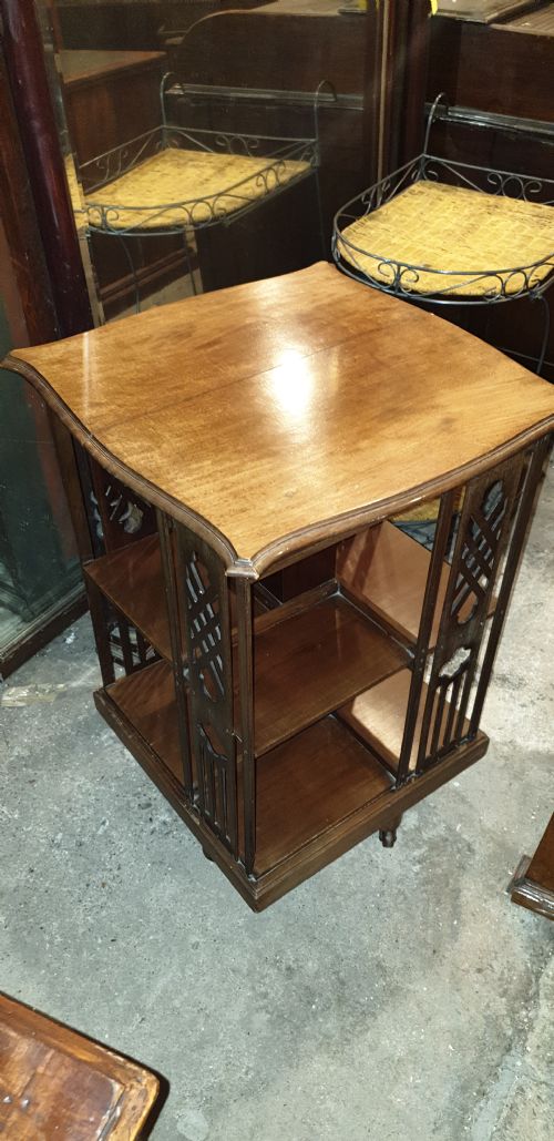 Edwardian Mahogany Revolving Bookcase.