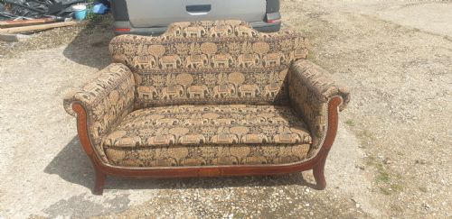 Edwardian Inlaid Upholstered 2 Seater Cottage Sofa.