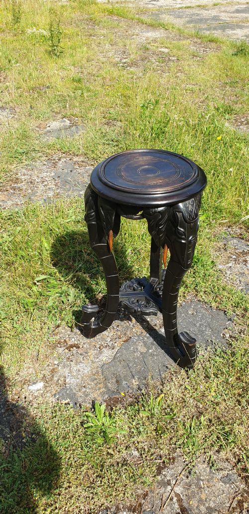Late Victorian Carved Wood Elephant Table.