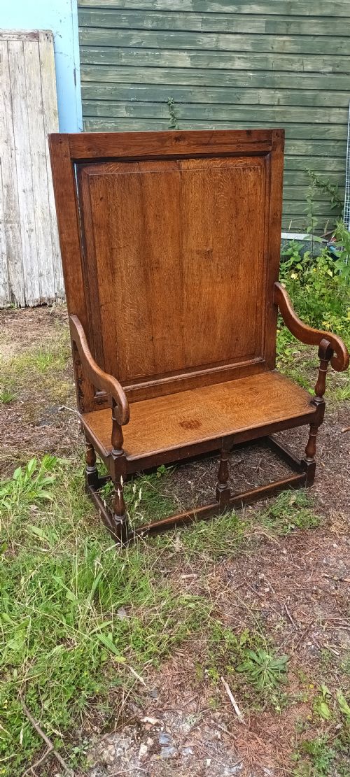 Small Panelled Oak Hall Seat