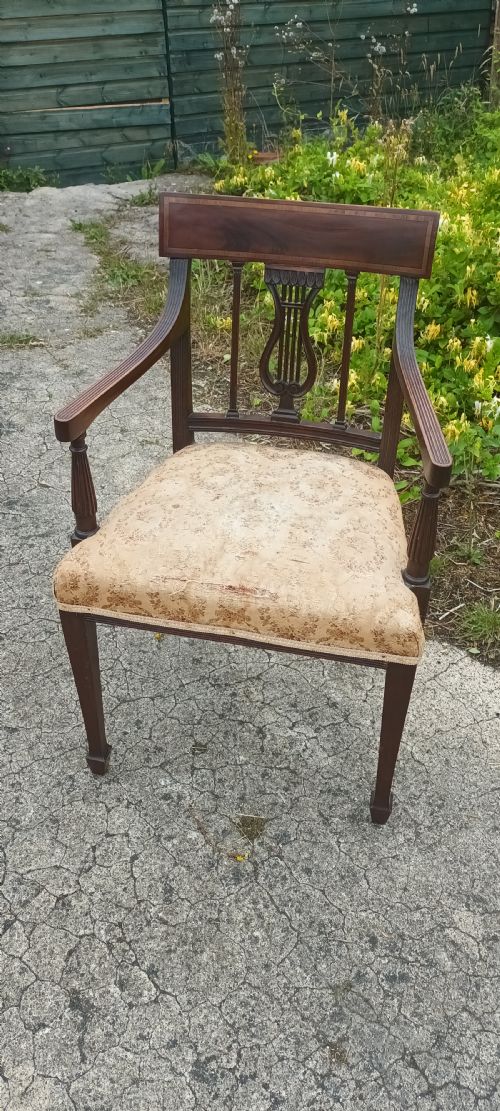 19th Century Inlaid Mahogany Desk Armchair.
