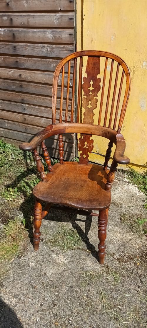 Victorian Yew Wood Windsor Armchair.