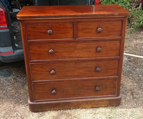 Practical Mid-victorian Mahogany Chest of Drawers.