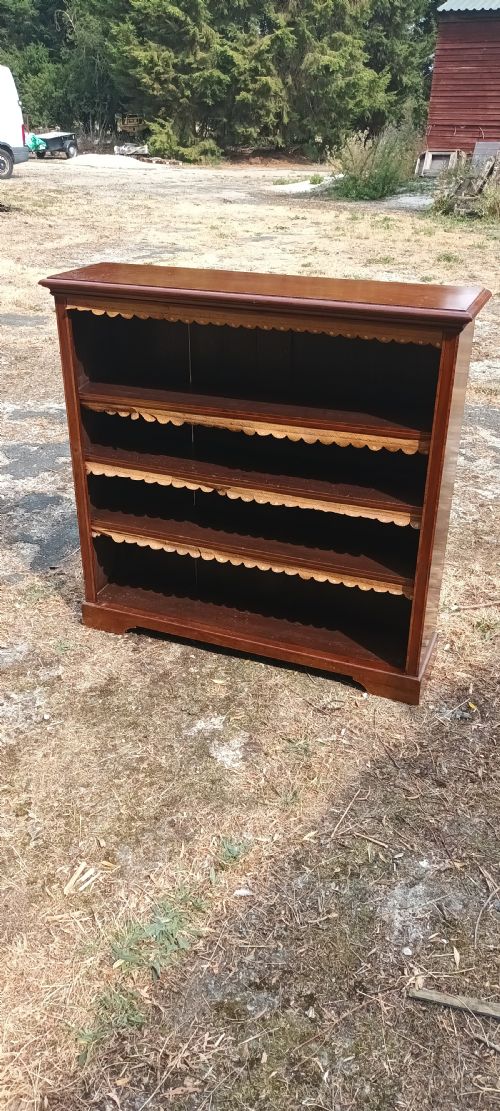 Edwardian Inlaid Mahogany Open Front Bookcase.