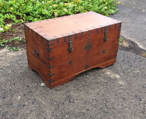 Indian Fitted Metal Bound Trunk.