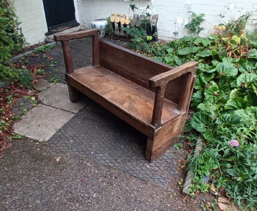Antique Oak Hall Bench.
