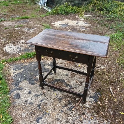 18th Century Oak Single Drawer Side Table.