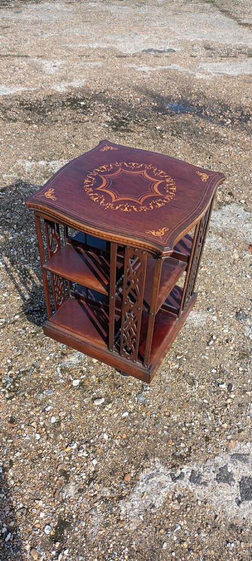 Edwardian Inlaid Mahogany Revolving Bookcase. 
