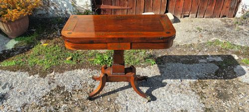 Regency Brass Inlaid Rosewood Games Table.