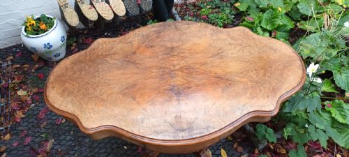 SHAPED TOP WALNUT 2 DRAWER CENTRE TABLE - ADDITIONAL PHOTO 7