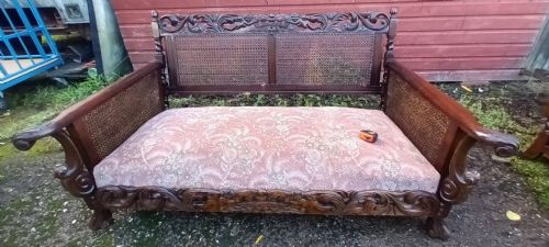 Carved Mahogany Bergere Sofa.