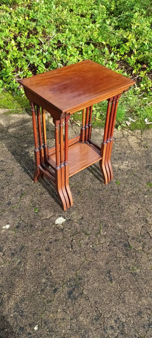 Edwardian Nest of 3 Inlaid Mahogany Tables.