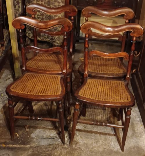 Set of 4 Mid Victorian Cane Seat Bedroom Chairs.