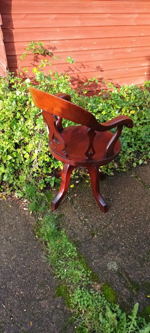 GOOD LATE VICTORIAN REVOLVING DESK ARMCHAIR - ADDITIONAL PHOTO 2