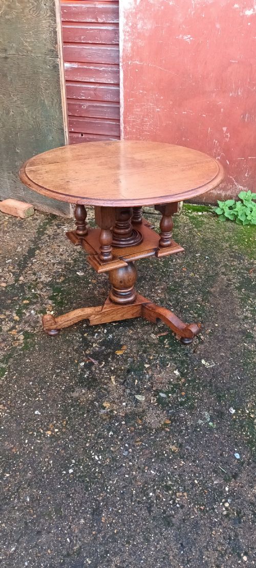 Unusual Oak Revolving Occasional Table