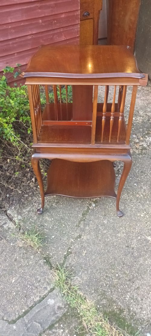 Edwardian Mahogany Revolving Bookcase .
